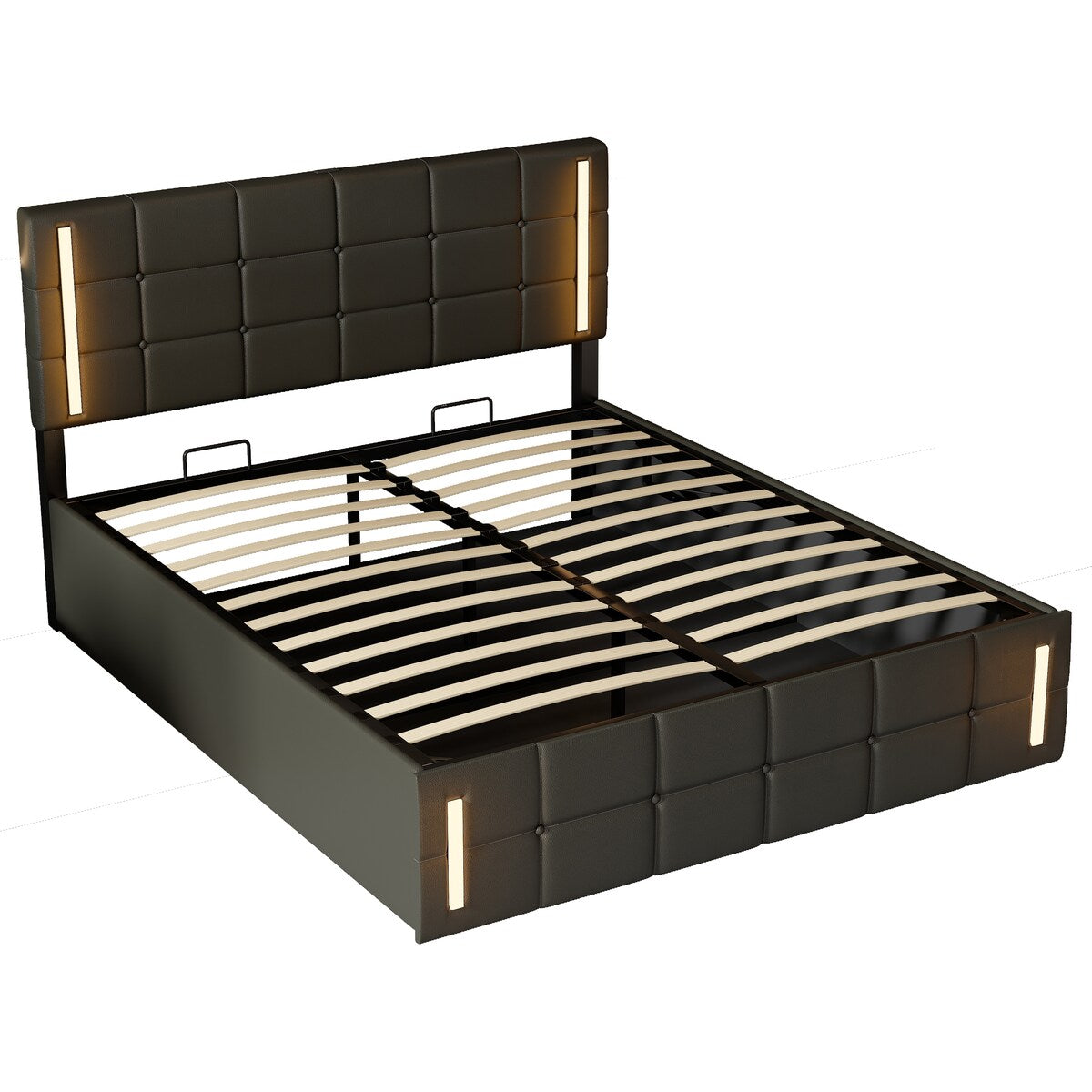 Upholstered Bed with Hydraulic Storage System and USB Charging Station