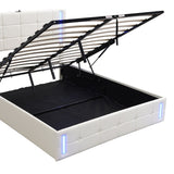 Upholstered Bed with Hydraulic Storage System and USB Charging Station