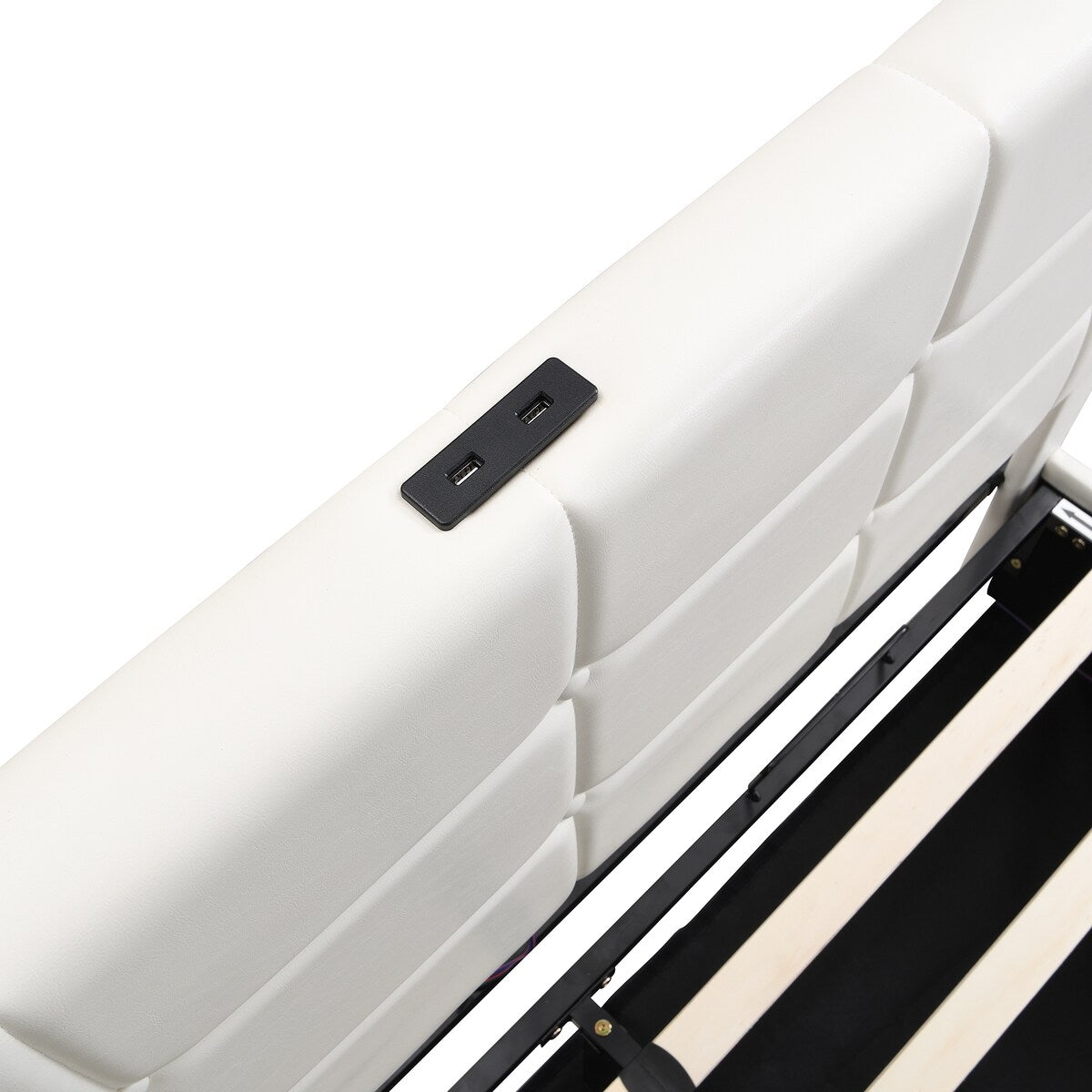 Upholstered Bed with Hydraulic Storage System and USB Charging Station