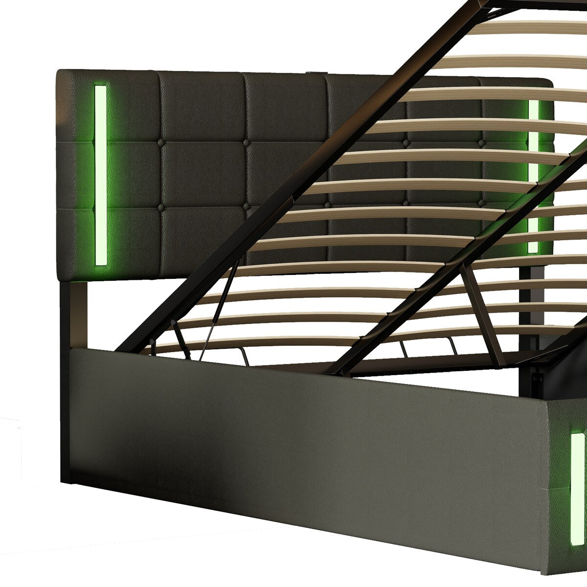 Upholstered Bed with Hydraulic Storage System and USB Charging Station