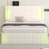 Upholstered Bed with Hydraulic Storage System and USB Charging Station