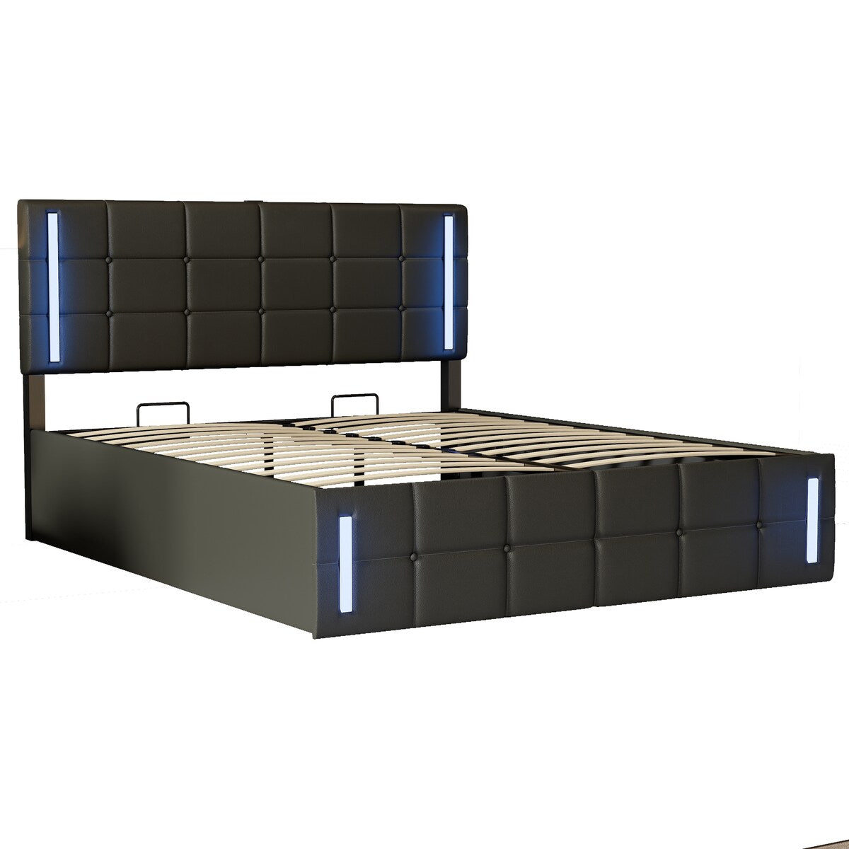 Upholstered Bed with Hydraulic Storage System and USB Charging Station
