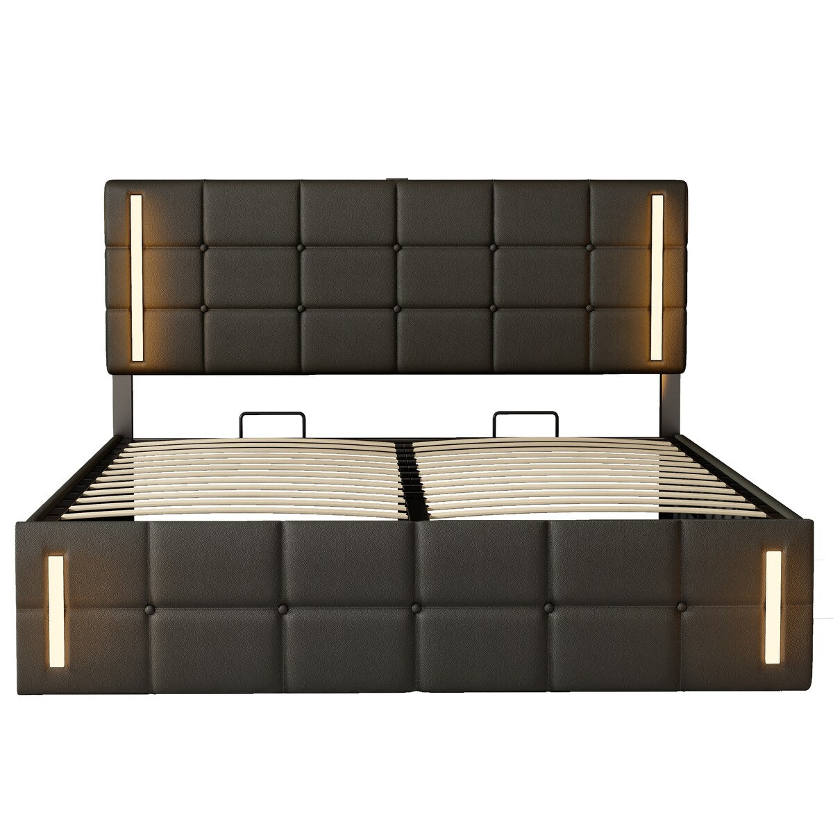 Upholstered Bed with Hydraulic Storage System and USB Charging Station