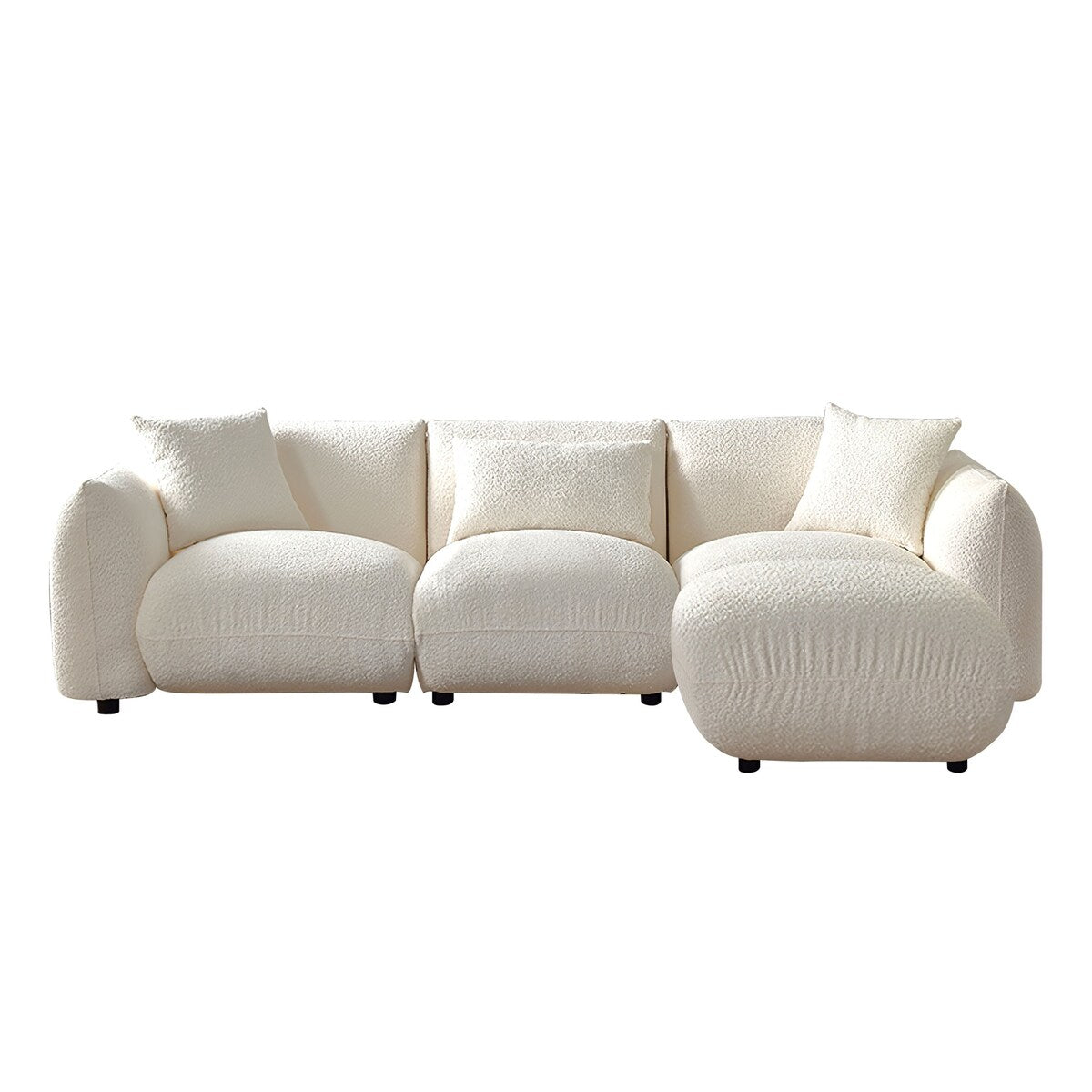 Upholstered Comfortable Soft Lamb Down White Sectional Sofa Couch with Ottoman