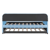 Upholstered Daybed Sofa Bed Twin Size With Trundle Bed and Wood Slat