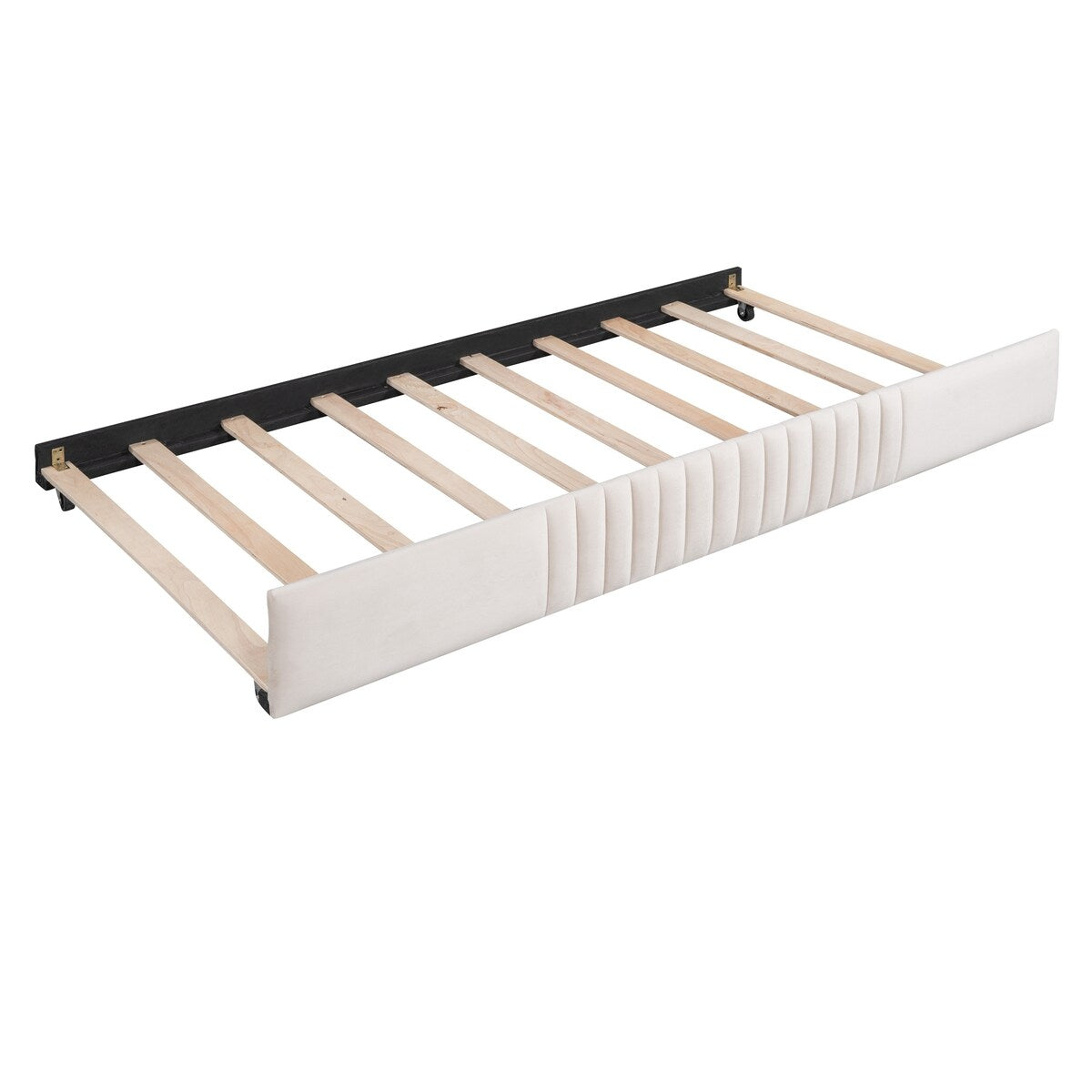Upholstered Daybed Sofa Bed Twin Size With Trundle Bed and Wood Slat