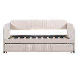 Upholstered Daybed Sofa Bed Twin Size With Trundle Bed and Wood Slat