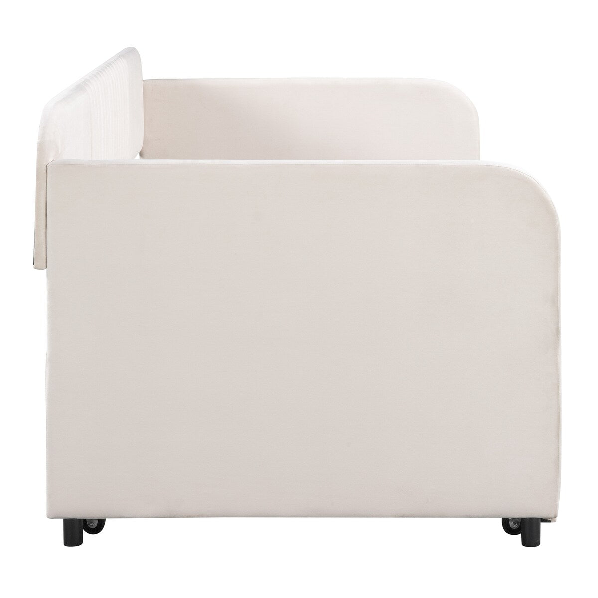 Upholstered Daybed Sofa Bed Twin Size With Trundle Bed and Wood Slat