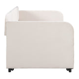 Upholstered Daybed Sofa Bed Twin Size With Trundle Bed and Wood Slat