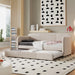 Upholstered Daybed Sofa Bed Twin Size With Trundle Bed and Wood Slat