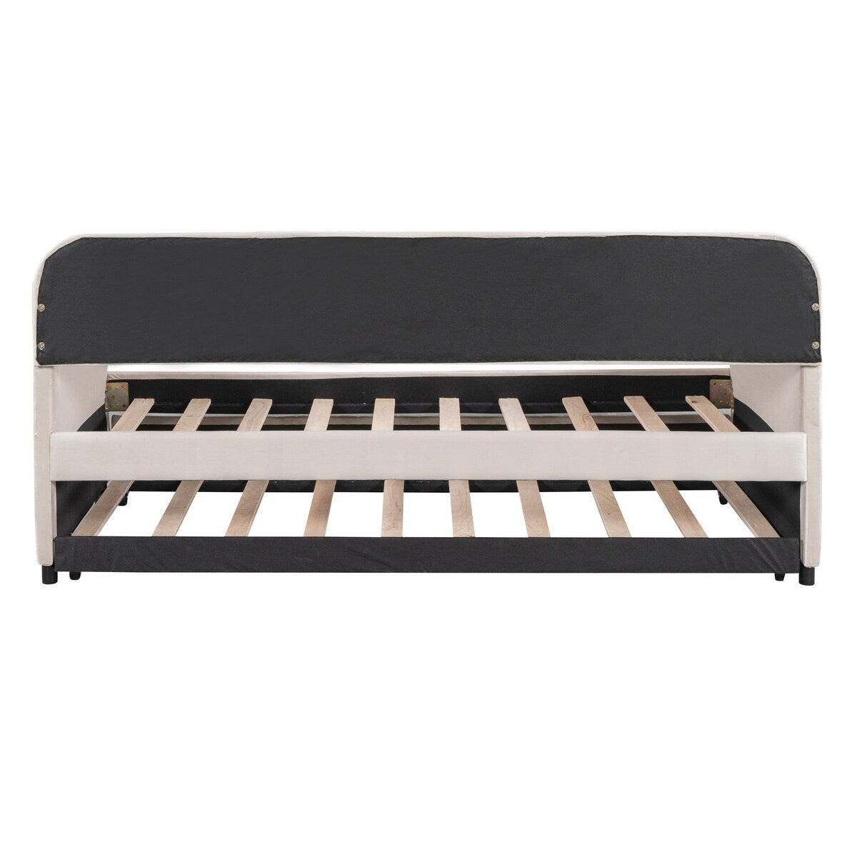 Upholstered Daybed Sofa Bed Twin Size With Trundle Bed and Wood Slat