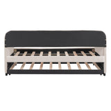 Upholstered Daybed Sofa Bed Twin Size With Trundle Bed and Wood Slat