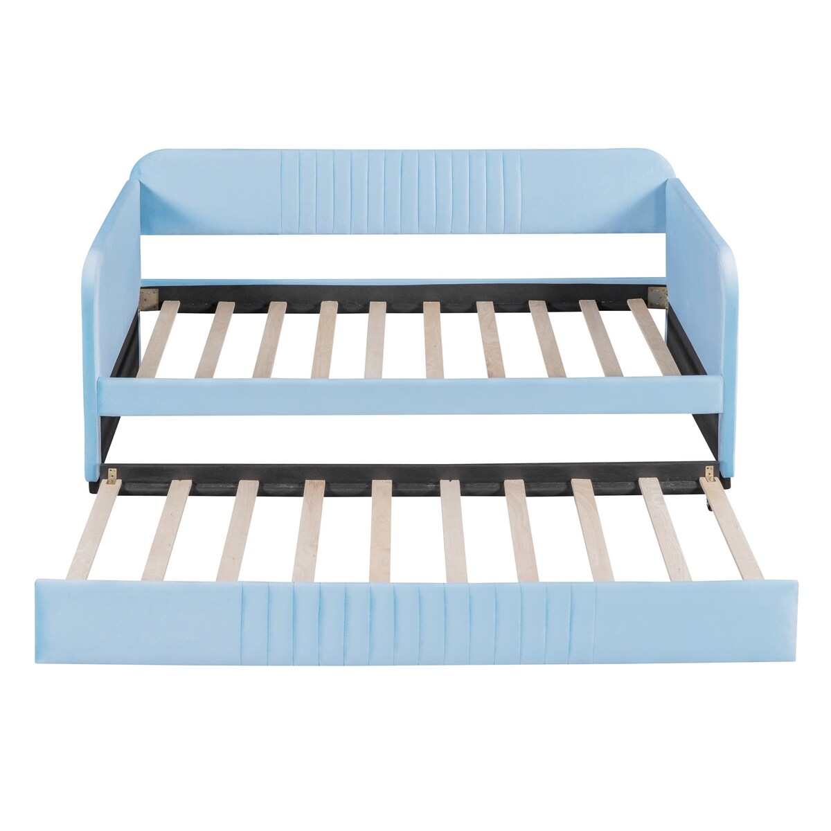 Upholstered Daybed Sofa Bed Twin Size With Trundle Bed and Wood Slat