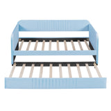 Upholstered Daybed Sofa Bed Twin Size With Trundle Bed and Wood Slat