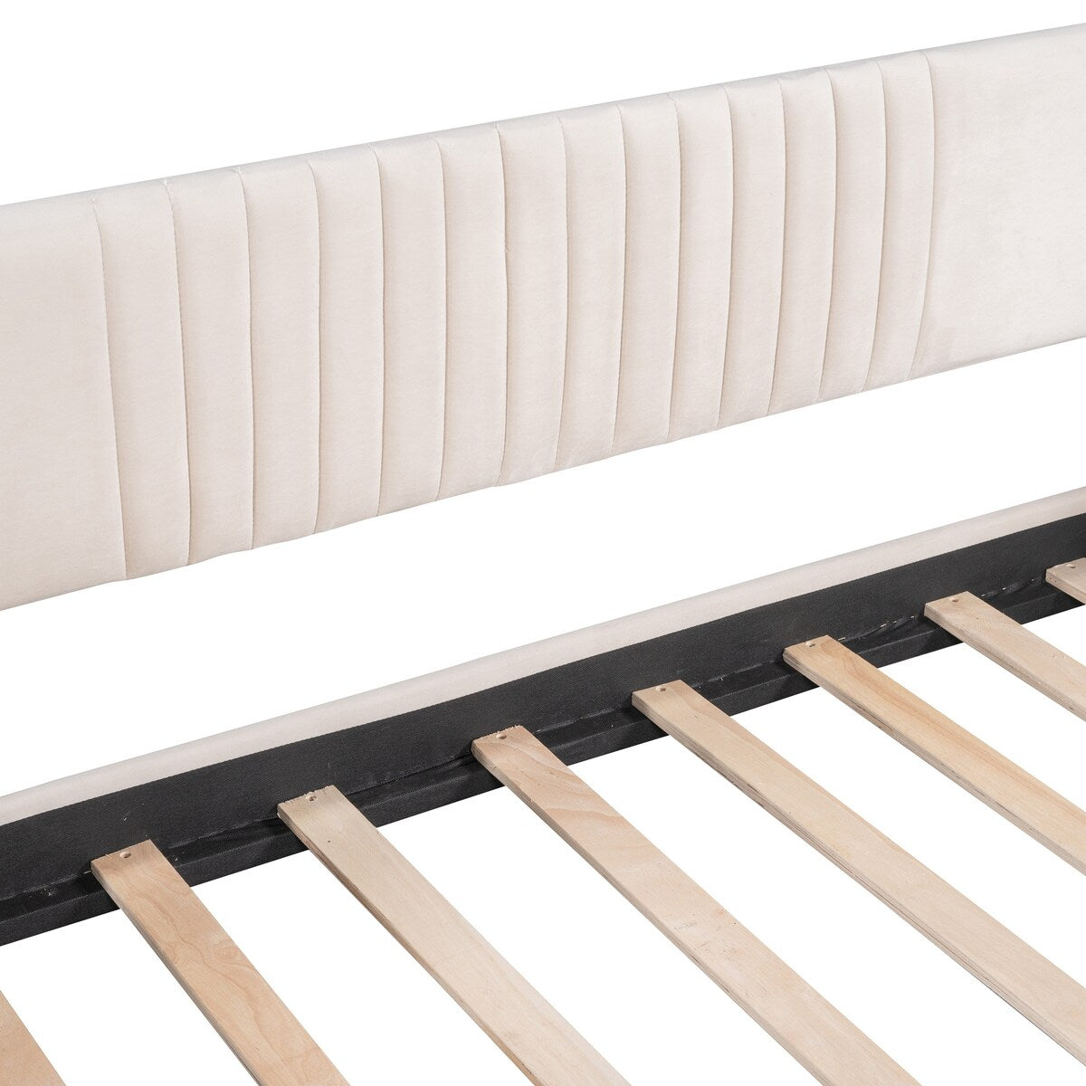 Upholstered Daybed Sofa Bed Twin Size With Trundle Bed and Wood Slat