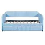 Upholstered Daybed Sofa Bed Twin Size With Trundle Bed and Wood Slat