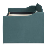 Upholstered Daybed Twin Size Bedroom Bed with Trundle and Three Drawers, Green