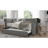 Upholstered Daybed w/ Trundle, Tufted Rolled Arm Livingroom Sofa Bed