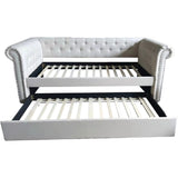 Upholstered Daybed w/ Trundle, Tufted Rolled Arm Livingroom Sofa Bed