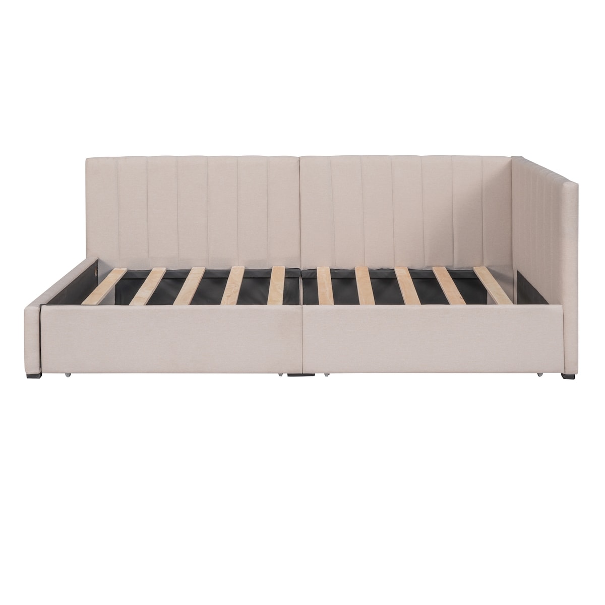 Upholstered Daybed with 2 Storage Drawers Twin Size Sofa Bed Frame No Box Spring Needed, Linen Fabric