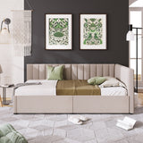 Upholstered Daybed with 2 Storage Drawers Twin Size Sofa Bed Frame No Box Spring Needed, Linen Fabric