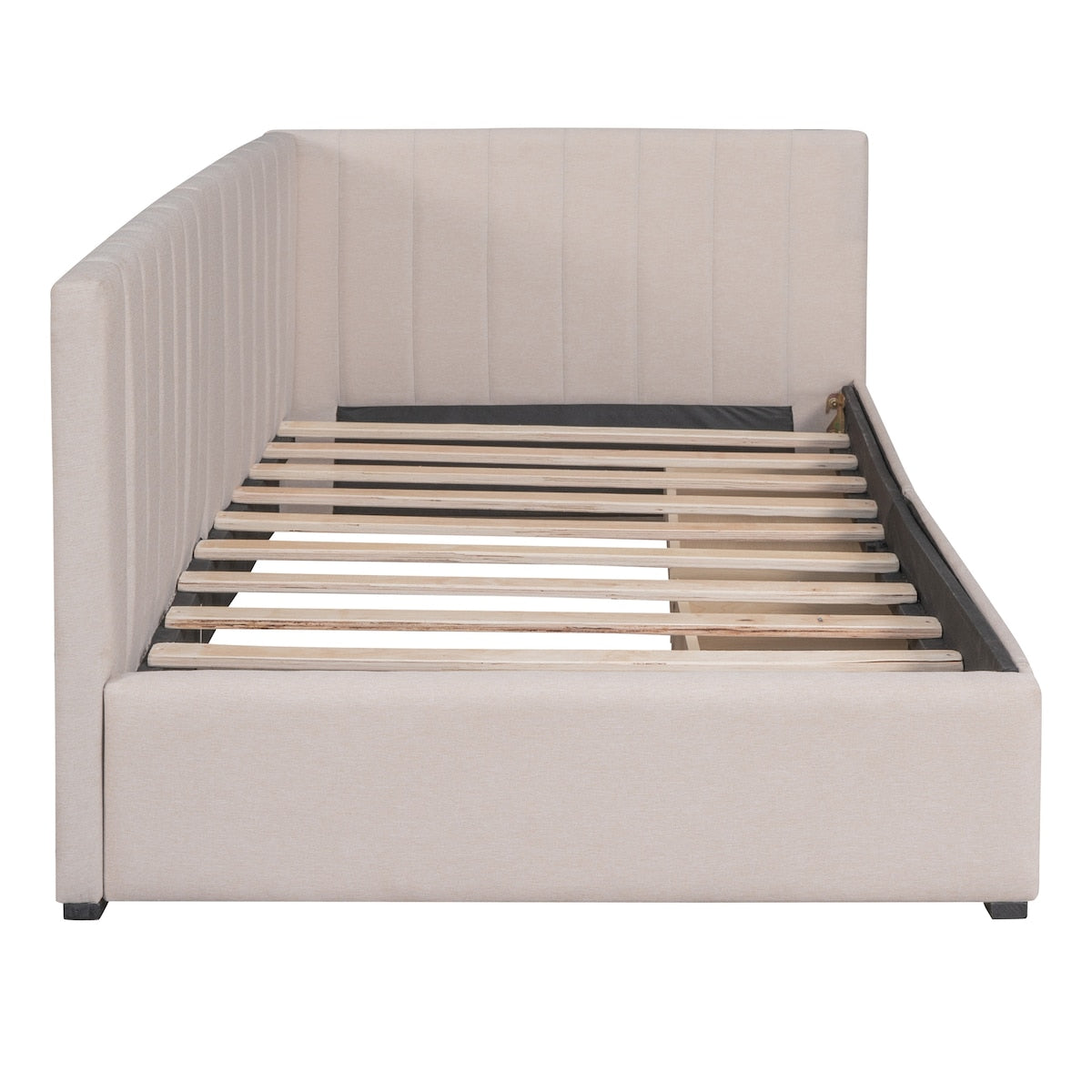 Upholstered Daybed with 2 Storage Drawers Twin Size Sofa Bed Frame No Box Spring Needed, Linen Fabric
