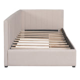 Upholstered Daybed with 2 Storage Drawers Twin Size Sofa Bed Frame No Box Spring Needed, Linen Fabric
