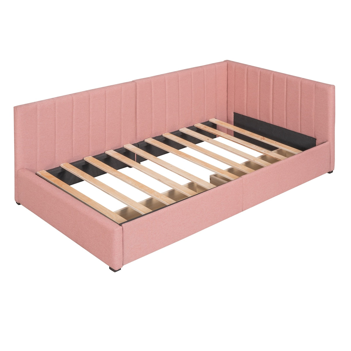 Upholstered Daybed with 2 Storage Drawers Twin Size Sofa Bed Frame No Box Spring Needed, Linen Fabric