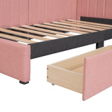 Upholstered Daybed with 2 Storage Drawers Twin Size Sofa Bed Frame No Box Spring Needed, Linen Fabric