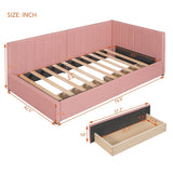Upholstered Daybed with 2 Storage Drawers Twin Size Sofa Bed Frame No Box Spring Needed, Linen Fabric