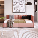 Upholstered Daybed with 2 Storage Drawers Twin Size Sofa Bed Frame No Box Spring Needed, Linen Fabric