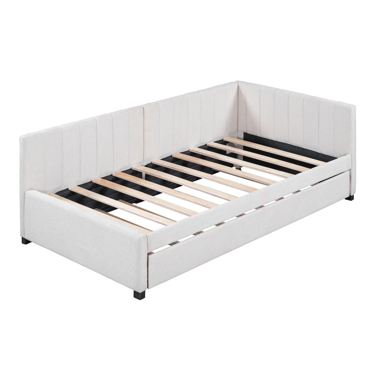 Upholstered Daybed with Trundle Twin Size Sofa Bed Frame