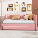 Upholstered Daybed with Trundle Twin Size Sofa Bed Frame