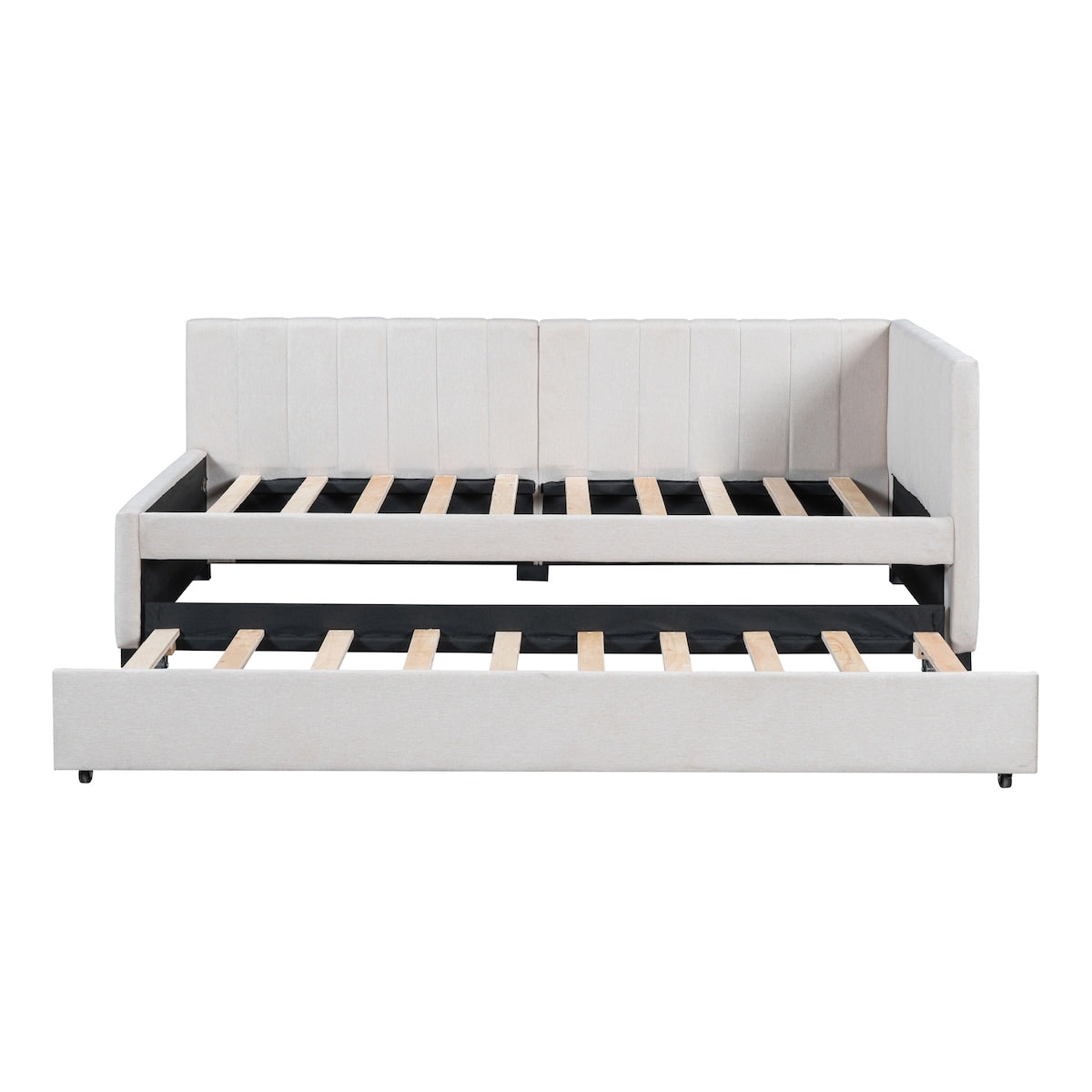 Upholstered Daybed with Trundle Twin Size Sofa Bed Frame