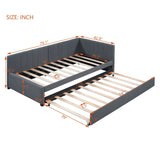 Upholstered Daybed with Trundle Twin Size Sofa Bed Frame