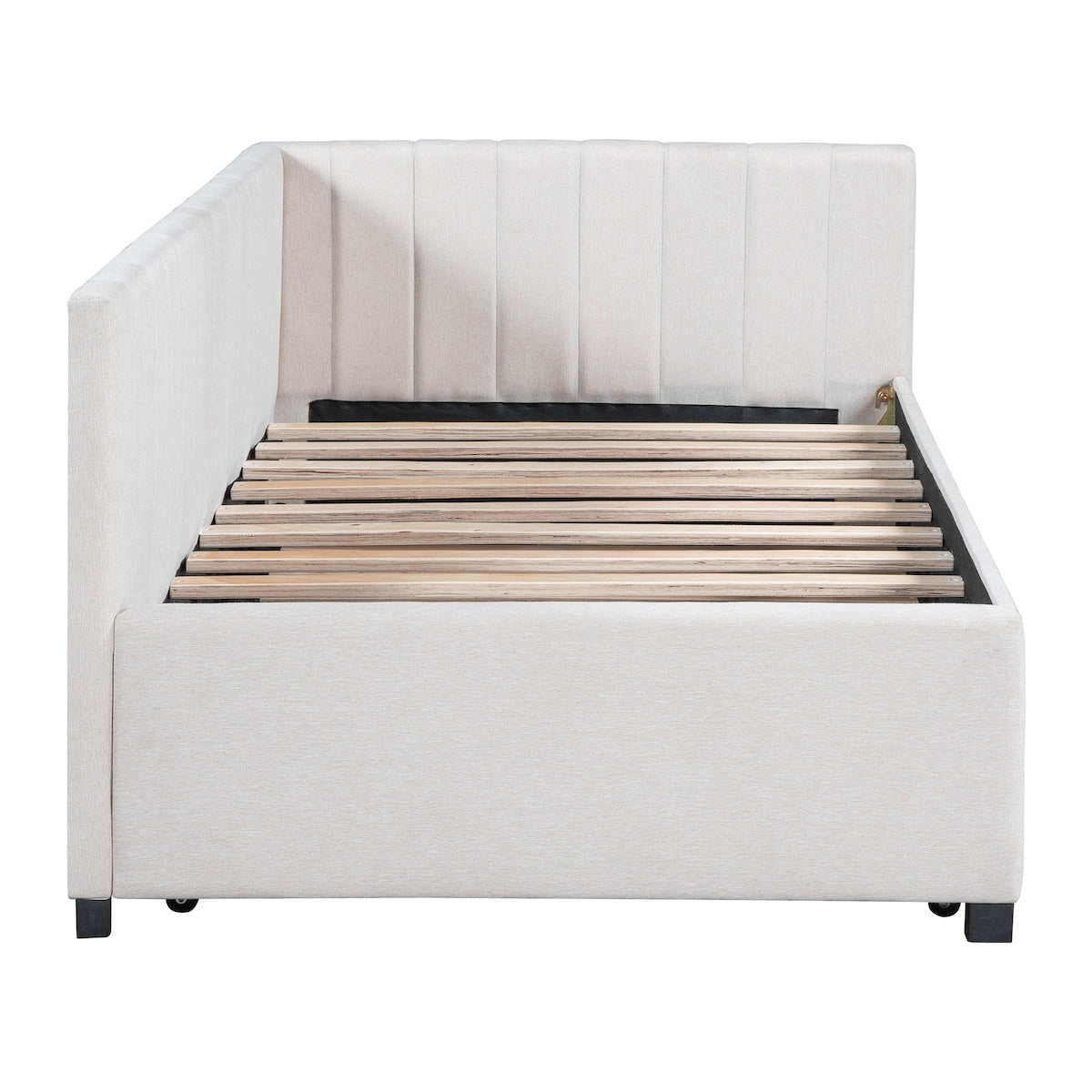 Upholstered Daybed with Trundle Twin Size Sofa Bed Frame