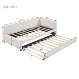 Upholstered Daybed with Trundle Twin Size Sofa Bed Frame