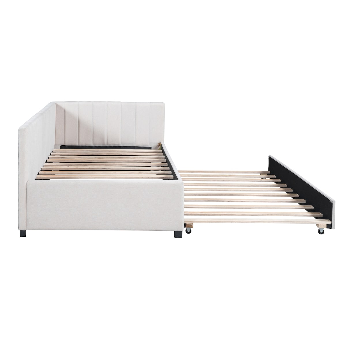 Upholstered Daybed with Trundle Twin Size Sofa Bed Frame