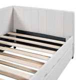 Upholstered Daybed with Trundle Twin Size Sofa Bed Frame