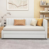 Upholstered Daybed with Trundle Twin Size Sofa Bed Frame