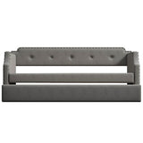 Upholstered Daybed with Trundle, Wood Slat Support,Upholstered Frame Sofa Bed , Twin,Blue