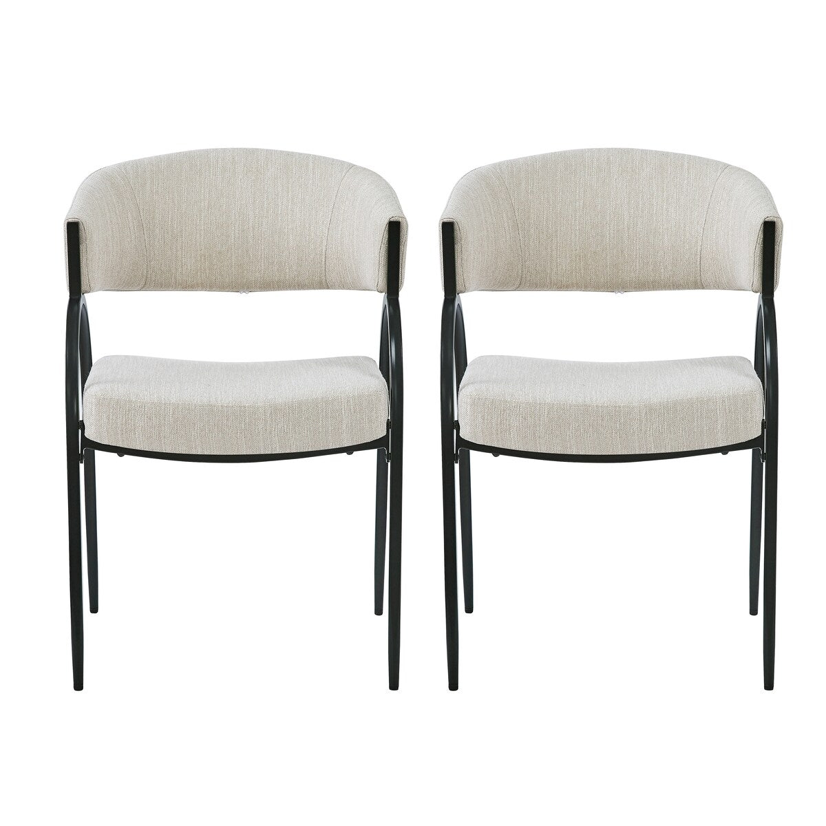 Upholstered Dining Chairs With Metal Legs for Kitchen, Living Room(Set of 2),Beige