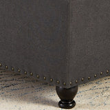 Upholstered Fabric Button Tufted Storage Ottoman with Nail Trims