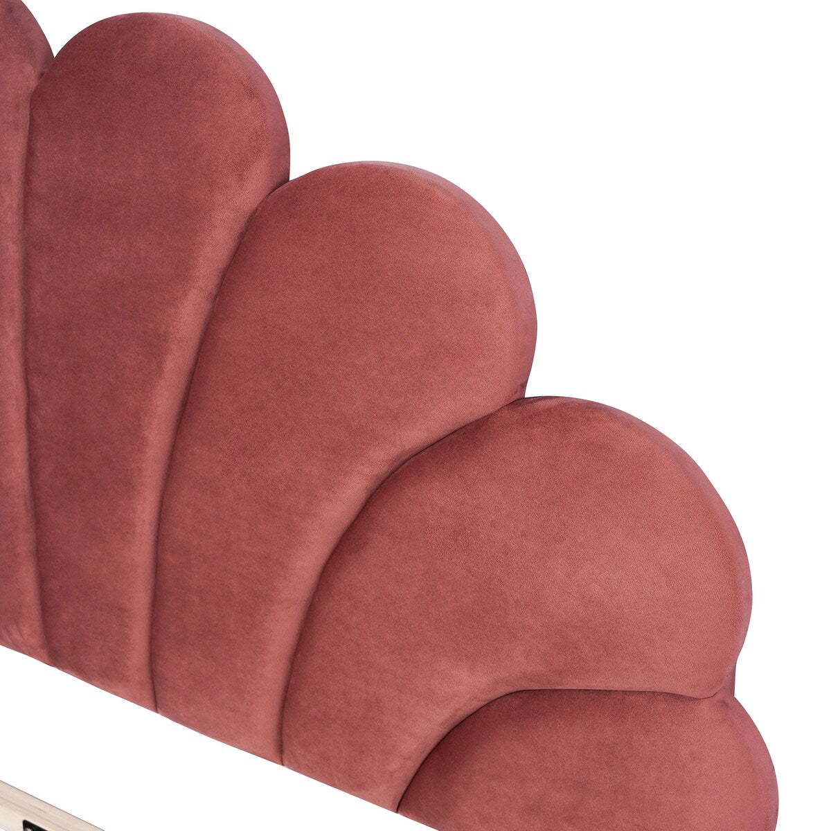Upholstered Full/Queen Size Platform Bed for Kids,Adults Bedroom,Velvet Bedframe w/ Flower Pattern Headboard & Wood Slat Support