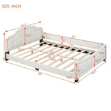 Upholstered Full Size Platform Bed Daybed with Embedded Elegant Copper Nail