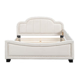 Upholstered Full Size Platform Bed Daybed with Embedded Elegant Copper Nail