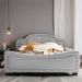 Upholstered Full Size Platform Bed Daybed with Embedded Elegant Copper Nail
