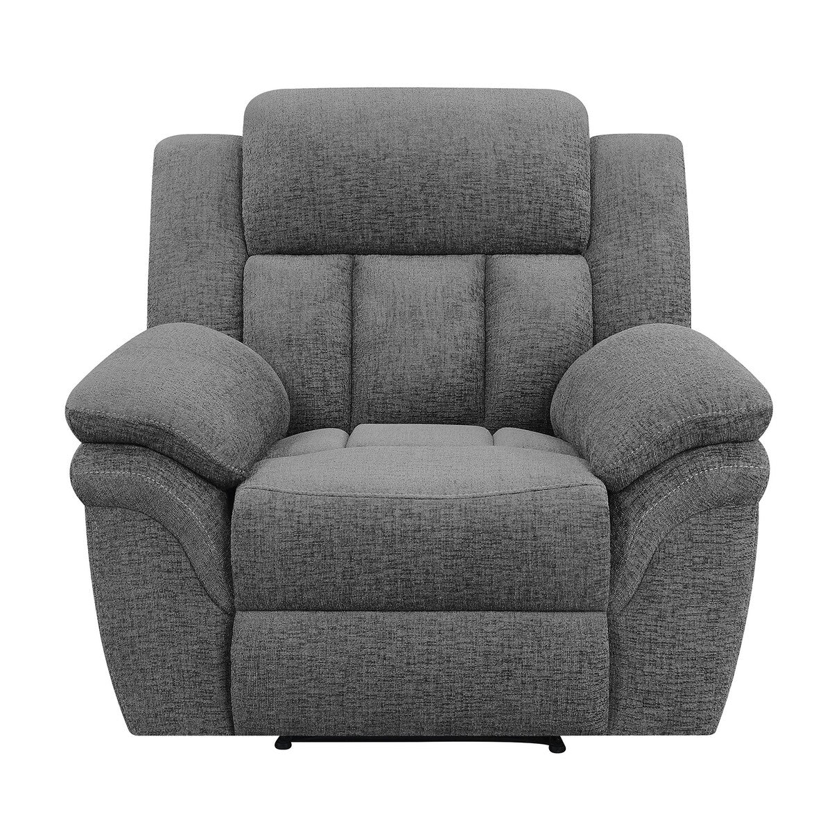Upholstered Glider Recliner in Charcoal