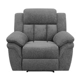 Upholstered Glider Recliner in Charcoal
