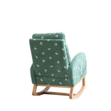 Upholstered High Back Wooden Rocking Chair for Living Room Baby Kids Room Bedroom, Pink Boucle